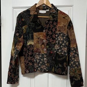Vintage Casual Studio Patchwork Jacket Button Down Fall Cottagecore Boho